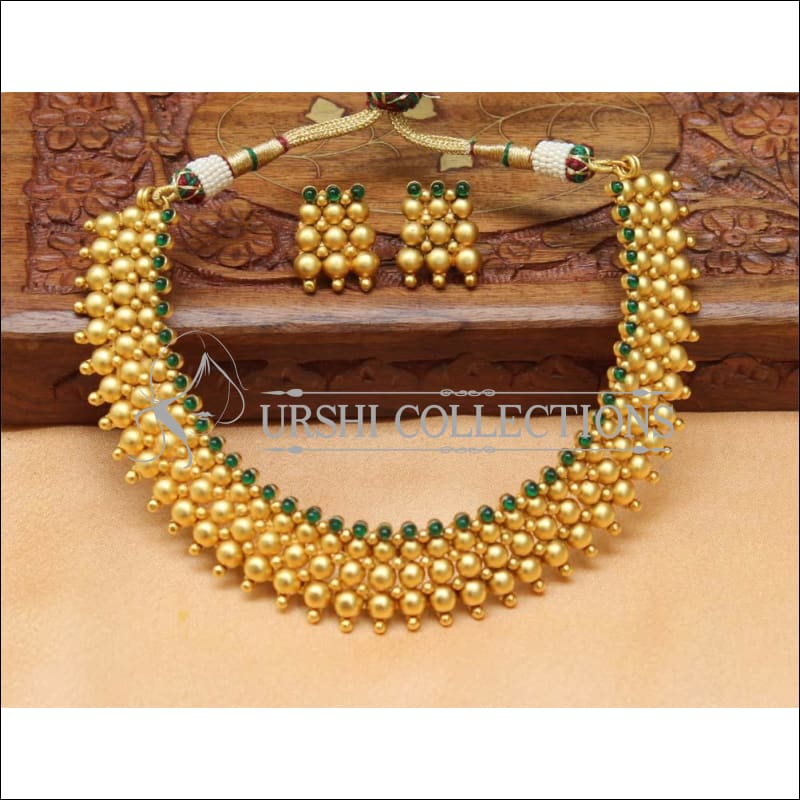 Designer Matte Finish Necklace Set UC-NEW1304 - Green - Necklace Set