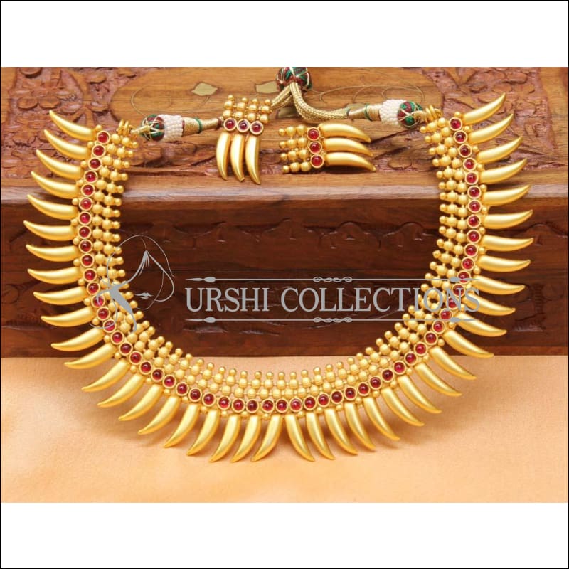 Designer Matte Finish Necklace Set UC-NEW1311 - Red - Necklace Set