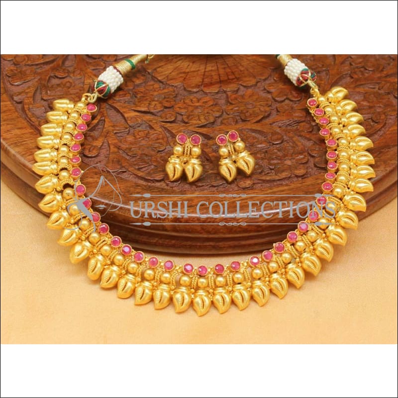 Designer Matte Finish Necklace Set UC-NEW1313 - Red - Necklace Set