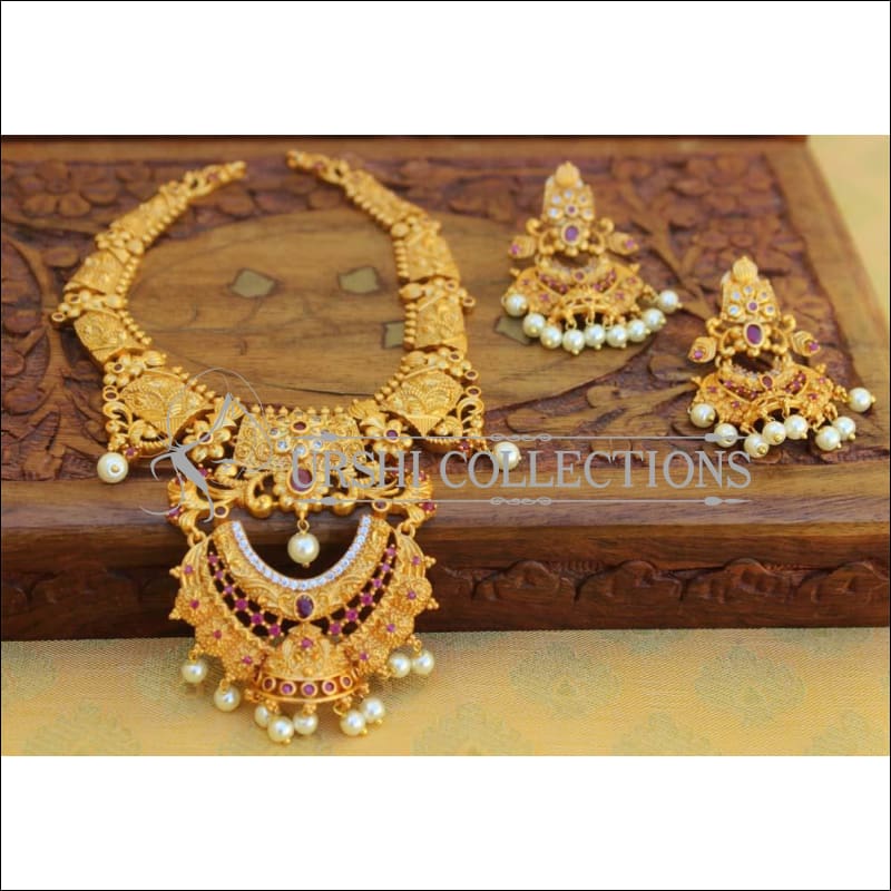 Designer Matte Finish Necklace Set UC-NEW257 - Ruby - Necklace Set