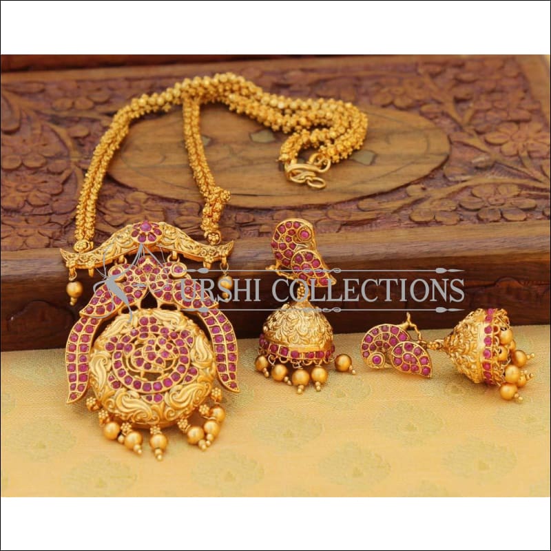 Designer Matte Finish Necklace Set UC-NEW329 - Ruby - Necklace Set
