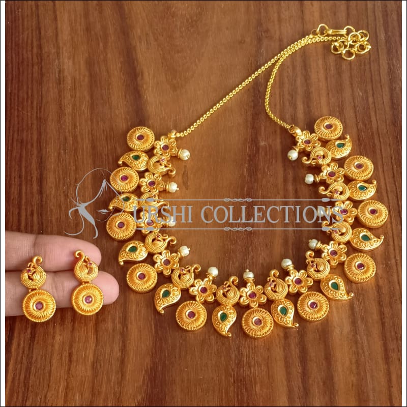 DESIGNER MATTE FINISH NECKLACE SET UTV1187 - MULTY - Necklace Set