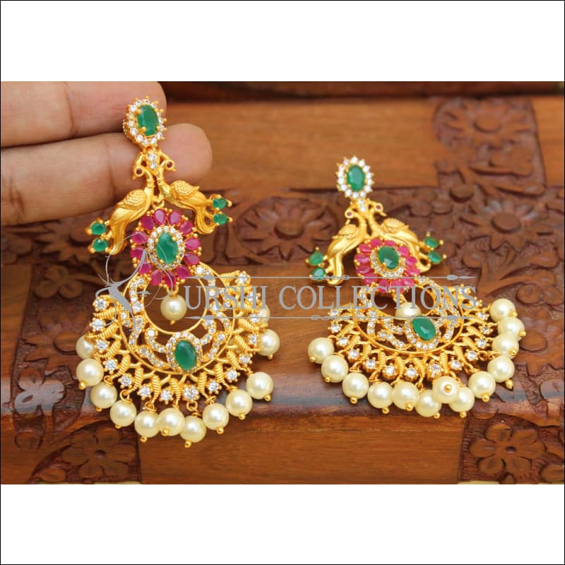 Designer Matte Finish Peacock Earrings Set UC-NEW2184 - Earrings