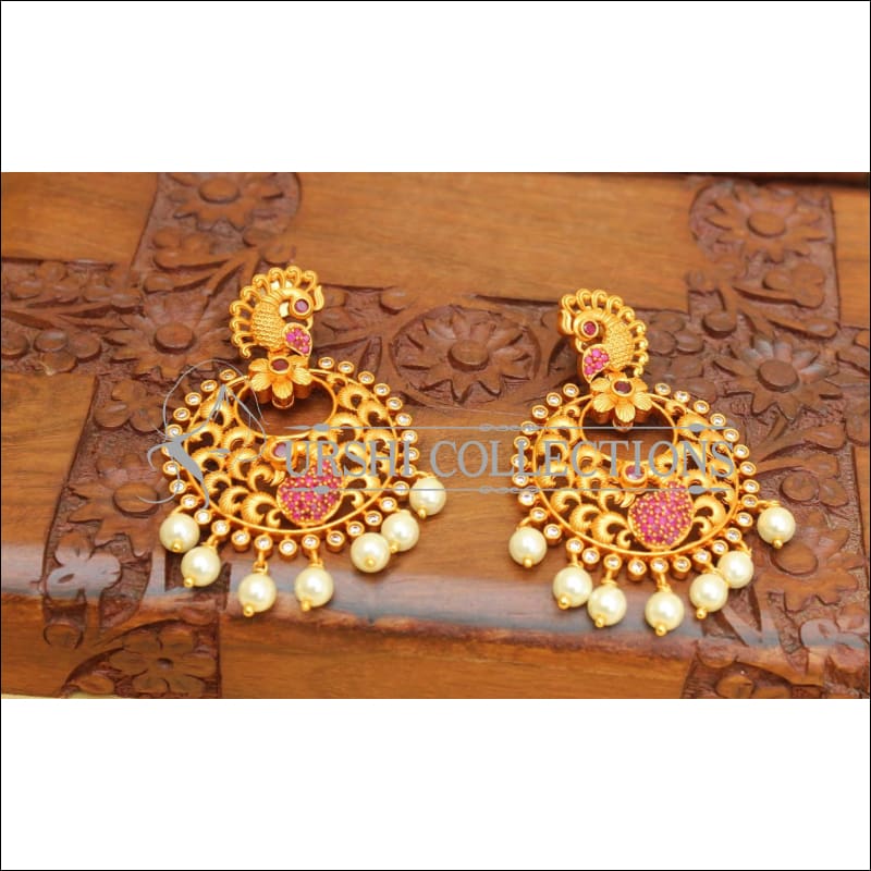 Designer Matte Finish Peacock Earrings Set UC-NEW2188 - Earrings