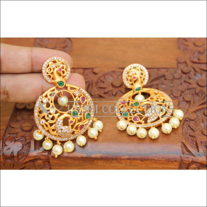 Designer Matte Finish Peacock Earrings Set UC-NEW2190 - Earrings