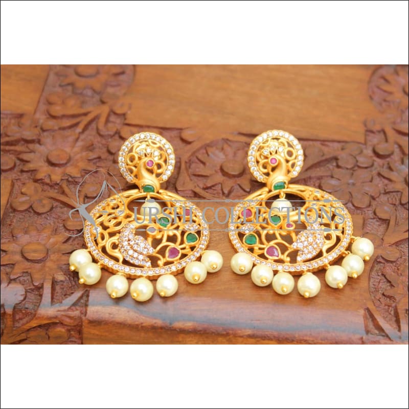 Designer Matte Finish Peacock Earrings Set UC-NEW2190 - Earrings