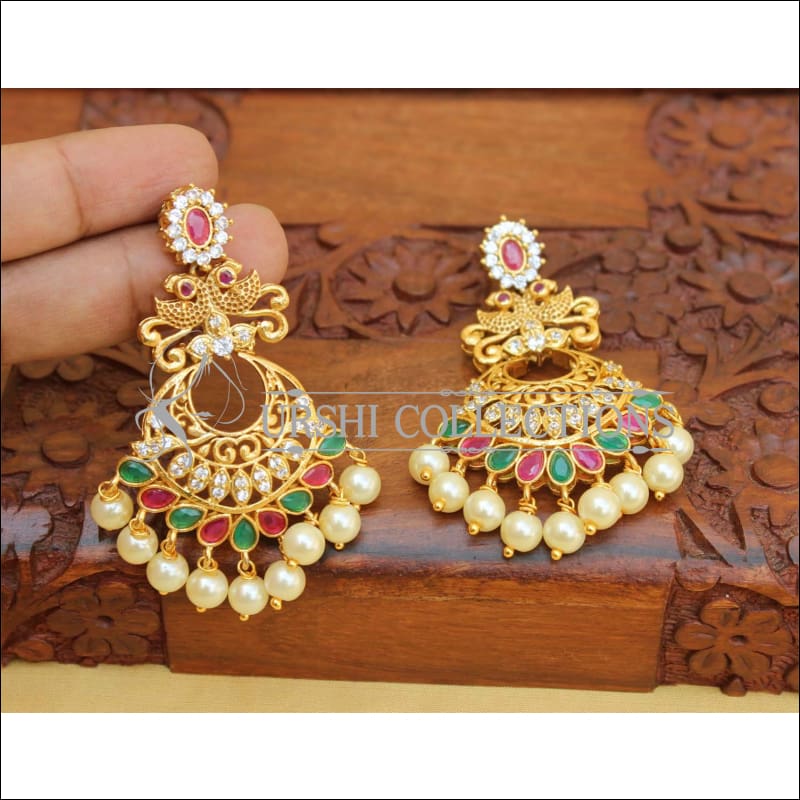 Designer Matte Finish Peacock Earrings Set UC-NEW2200 - Earrings
