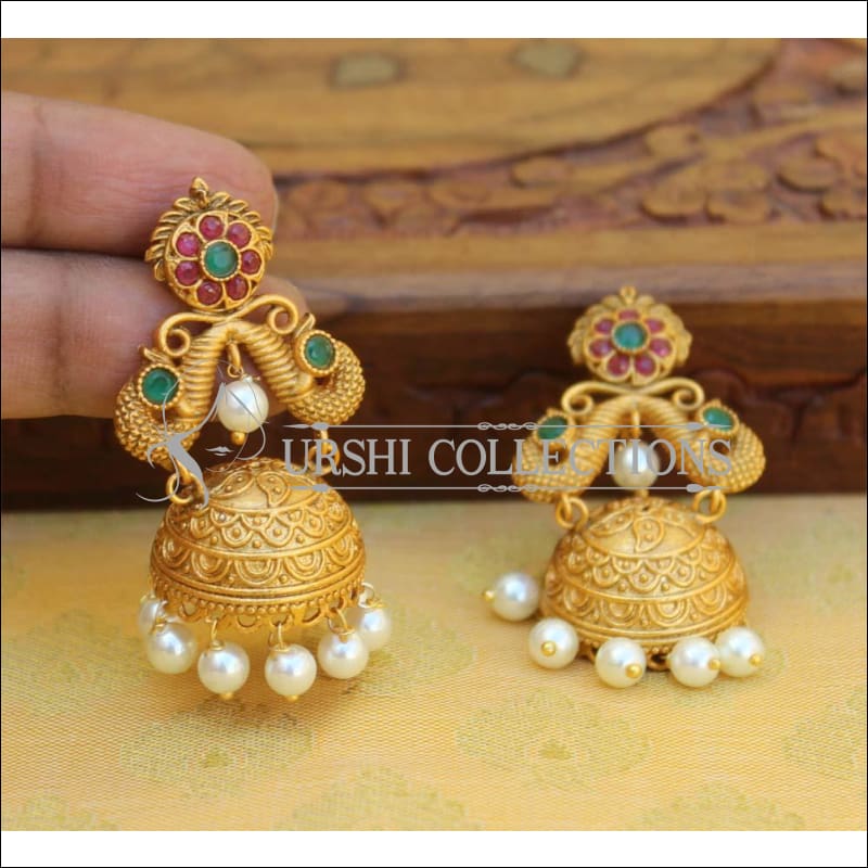 Designer Matte Finish Peacock Earrings Set UC-NEW2222 - Earrings