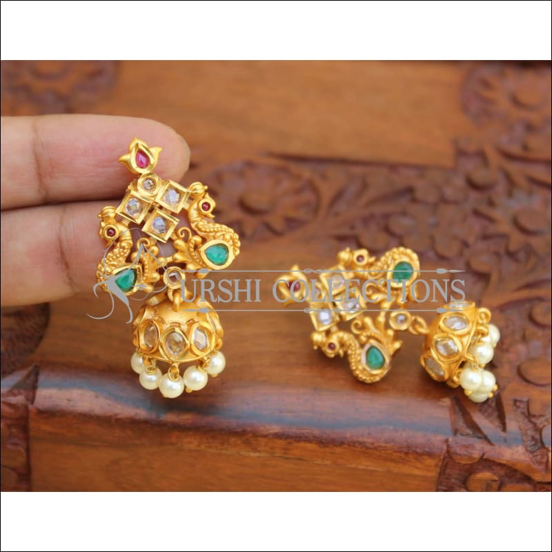 DESIGNER MATTE FINISH PEACOCK EARRINGS UC-NEW2822 - Earrings