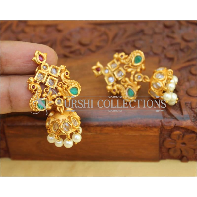 DESIGNER MATTE FINISH PEACOCK EARRINGS UC-NEW2822 - Earrings