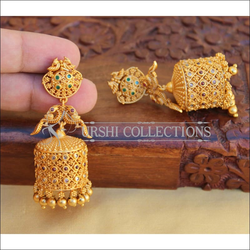 DESIGNER MATTE FINISH PEACOCK EARRINGS UTV694 - Earrings