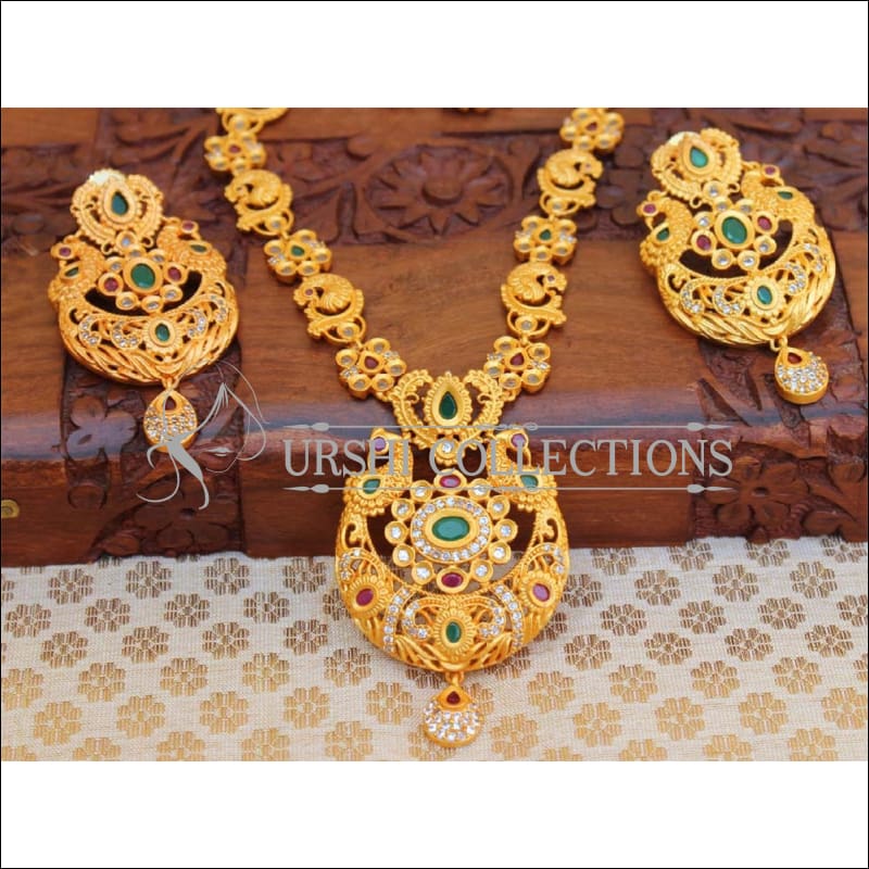 Designer Matte Finish Peacock Necklace Set UC-NEW1070 - Necklace Set