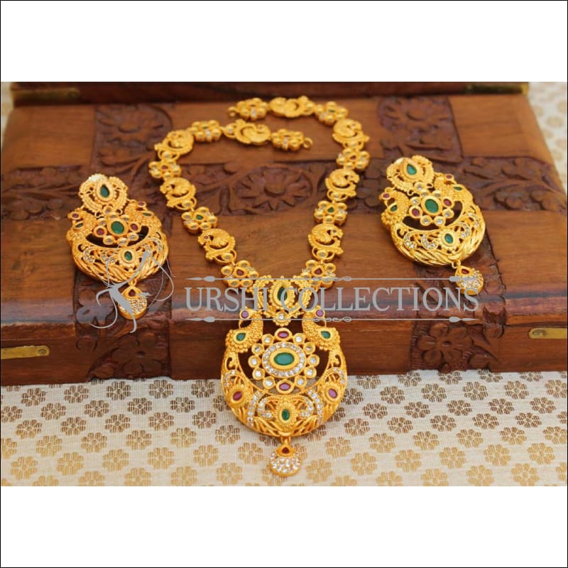 Designer Matte Finish Peacock Necklace Set UC-NEW1070 - Necklace Set