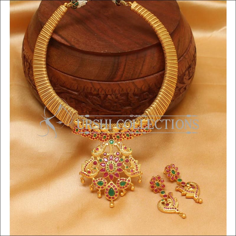 Designer Matte Finish Peacock Necklace Set UC-NEW1214 - Multi - Necklace Set