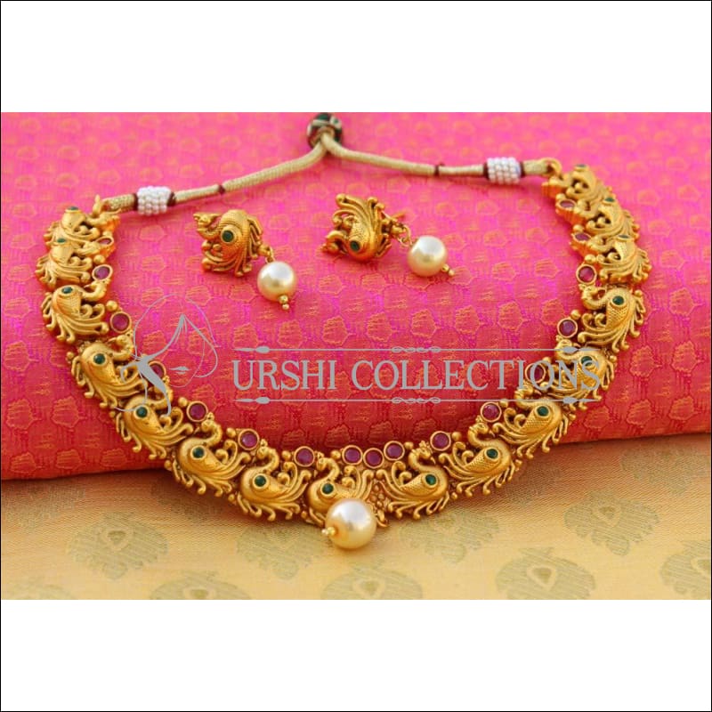 Designer Matte Finish Peacock Necklace Set UC-NEW2465 - Necklace Set