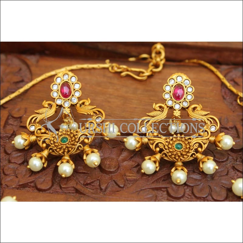 Designer Matte Finish Peacock Necklace Set UC-NEW2644 - Necklace Set