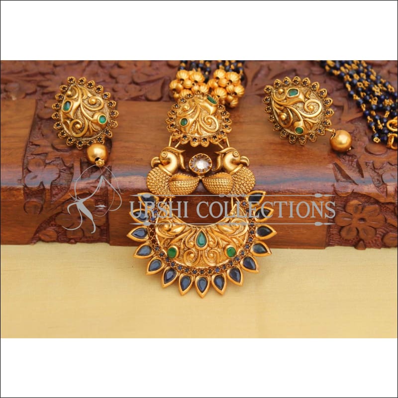 Designer Matte Finish Peacock Necklace Set UC-NEW2647 - Necklace Set