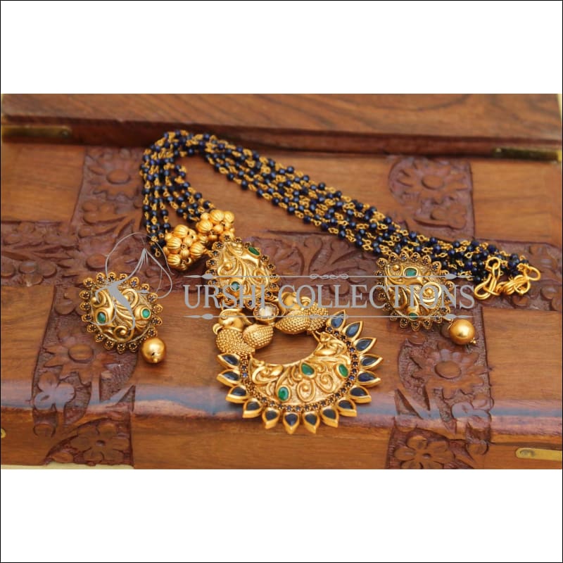 Designer Matte Finish Peacock Necklace Set UC-NEW2647 - Necklace Set