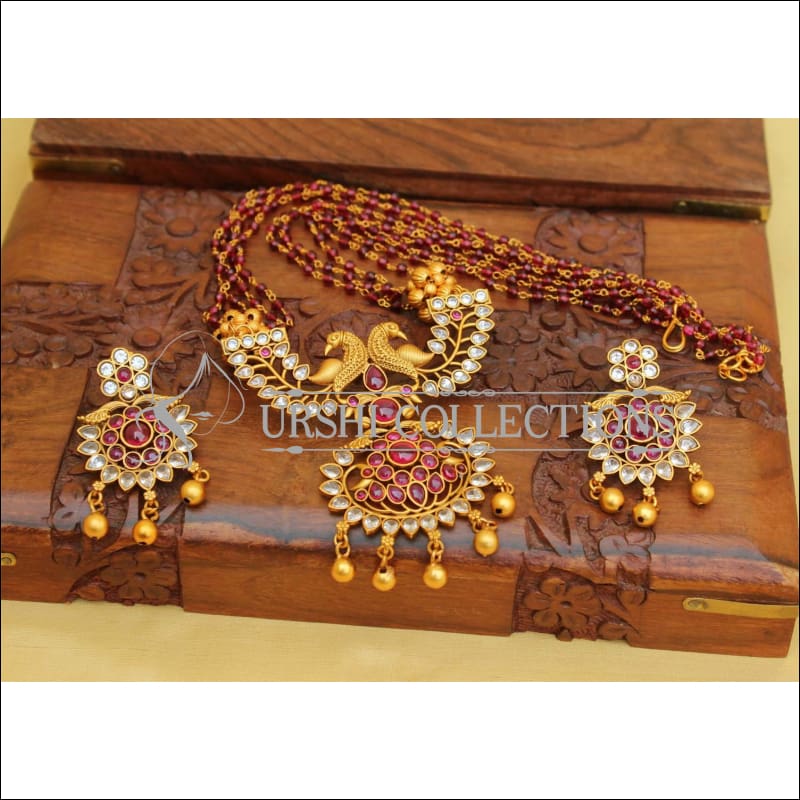 Designer Matte Finish Peacock Necklace Set UC-NEW2733 - Necklace Set