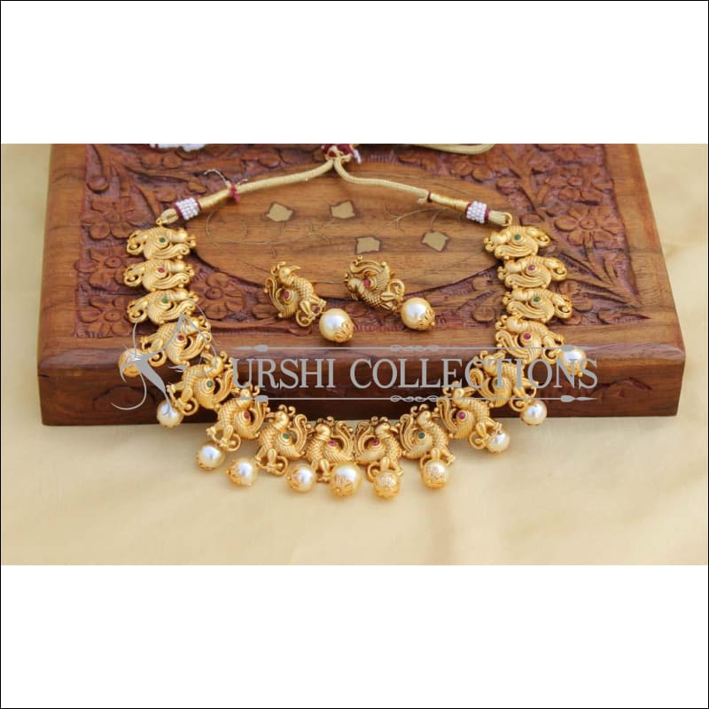 Designer Matte Finish Peacock Necklace Set UC-NEW359 - Necklace Set