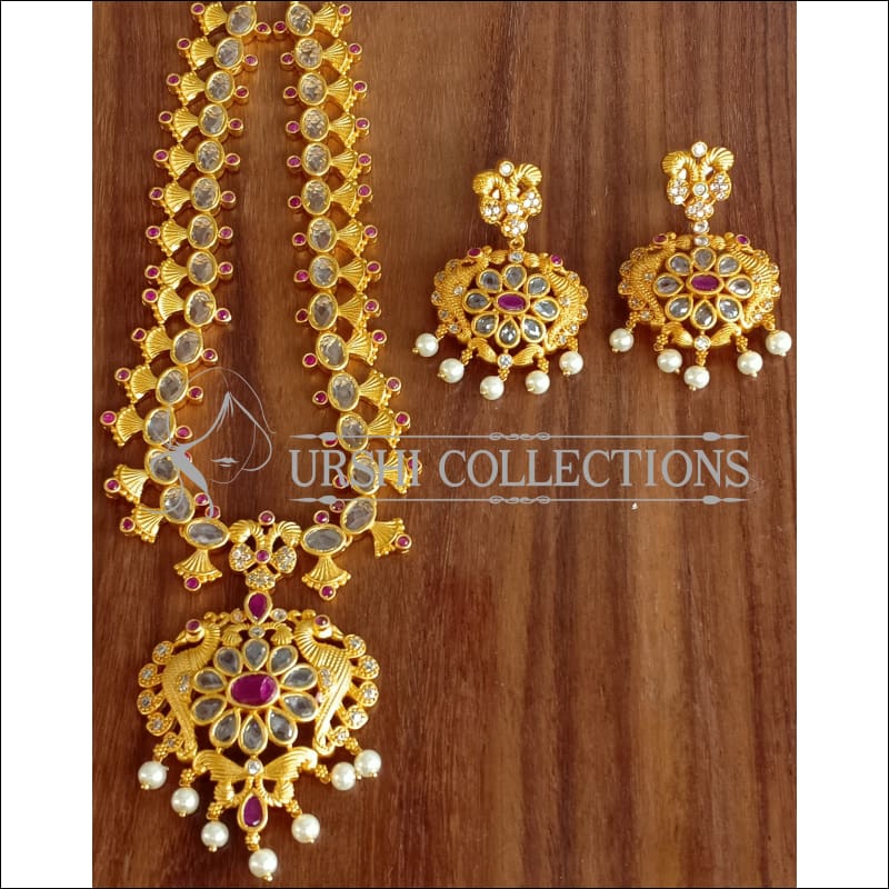 DESIGNER MATTE FINISH PEACOCK NECKLACE SET UTV1180 - Necklace Set