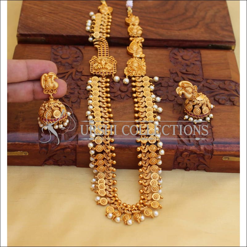 DESIGNER MATTE FINISH PEACOCK NECKLACE SET UTV429 - Necklace Set