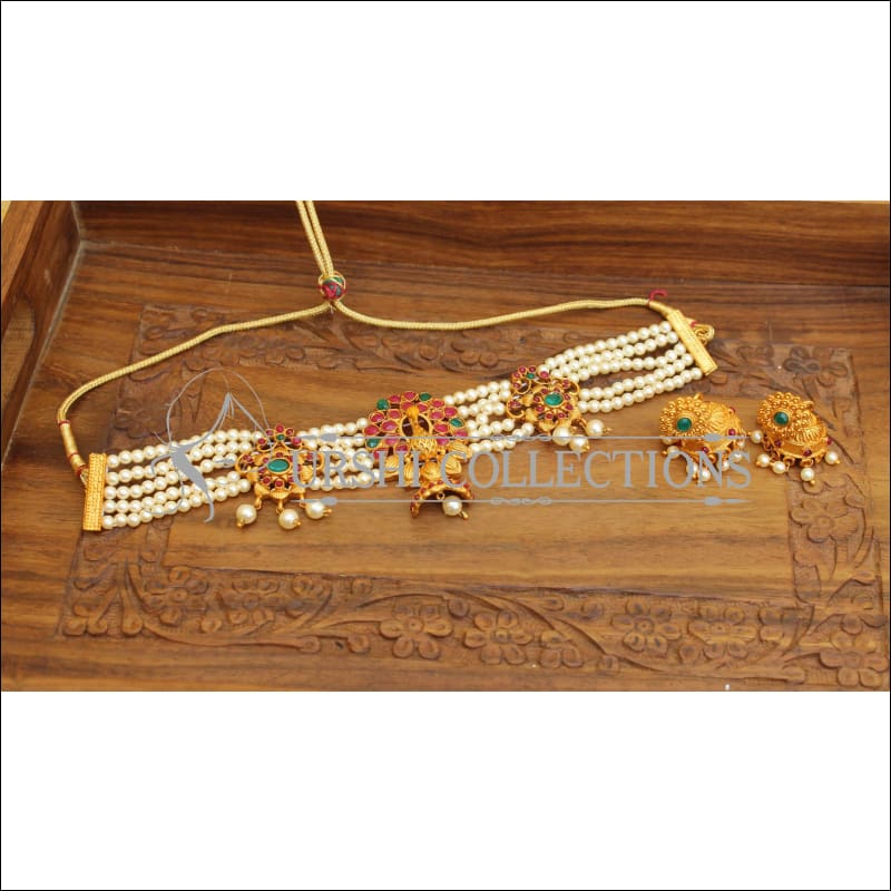 DESIGNER MATTE FINISH PEACOCK NECKLACE SET UTV650 - Necklace Set