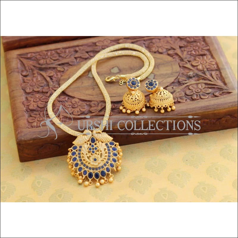 Designer Matte Finish Peacock Pendant Set UC-NEW1181 - Pendant Set