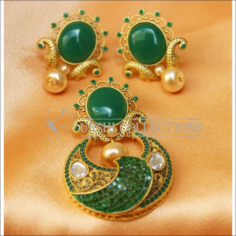 Designer Matte Finish Pendant Set UC-NEW1821 - Green - Pendant Set