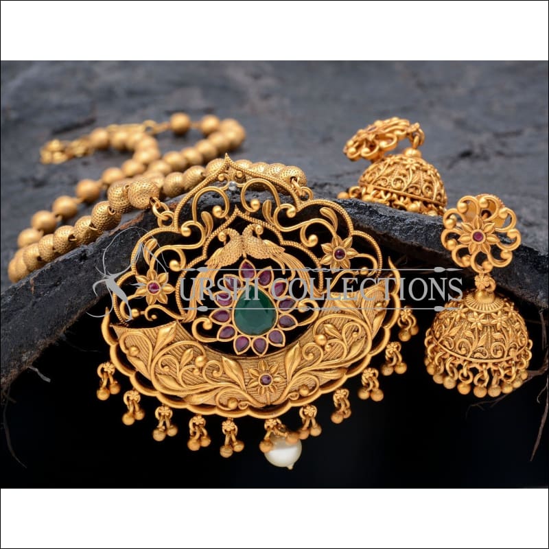 Designer Matte Finish Pendant Set UC-NEW302 - Red and Green - Pendant Set