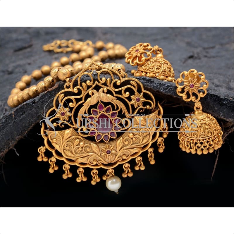 Designer Matte Finish Pendant Set UC-NEW302 - Red - Pendant Set