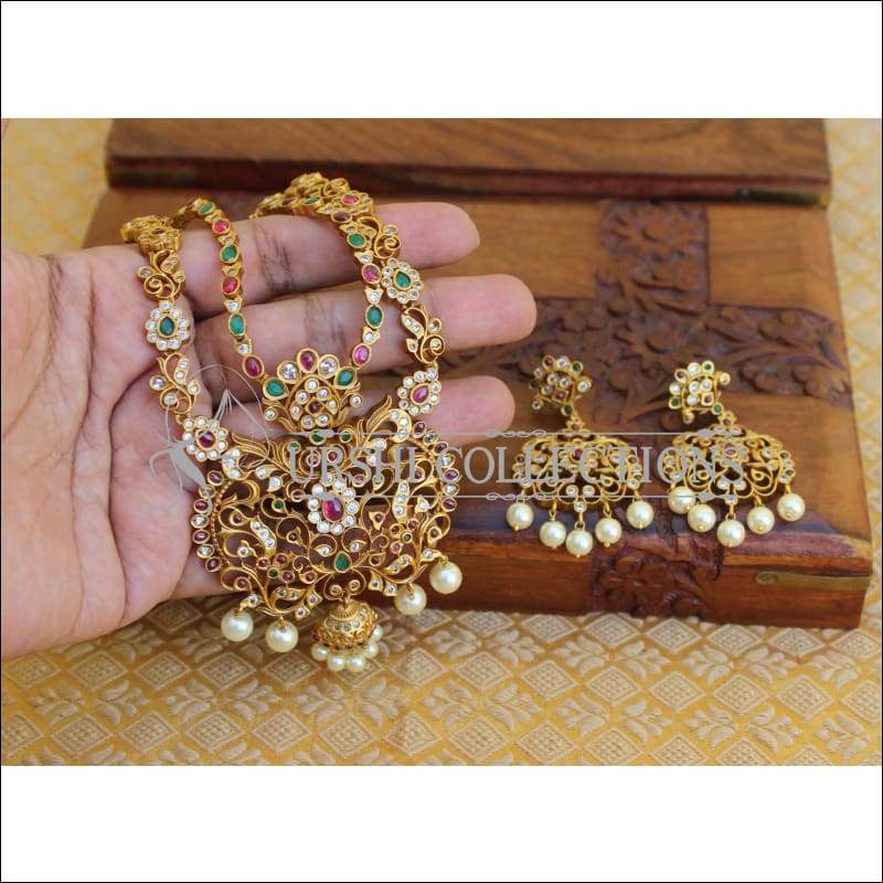 DESIGNER MATTE FINISH REAL KEMPU NECKLACE SET UTV190 - Necklace Set