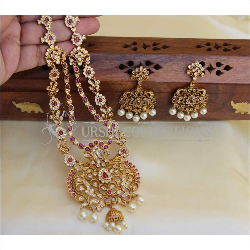 DESIGNER MATTE FINISH REAL KEMPU NECKLACE SET UTV190 - Necklace Set