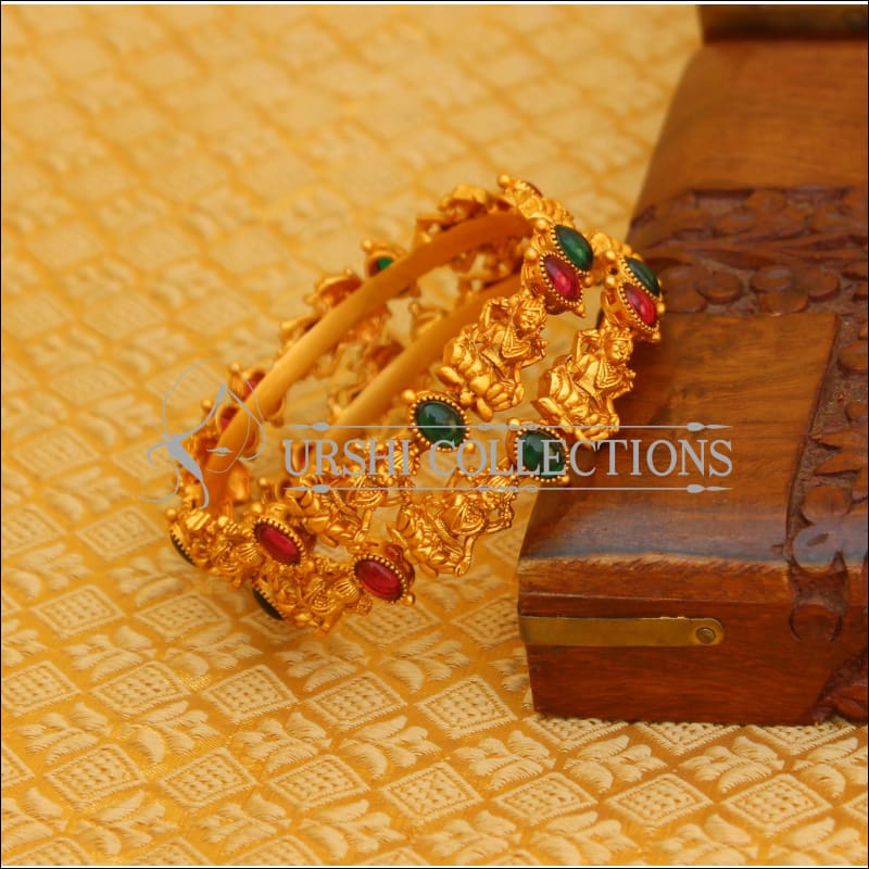 DESIGNER MATTE FINISH TEMPLE BANGLES SET UTV614 - 2.4 - bangles