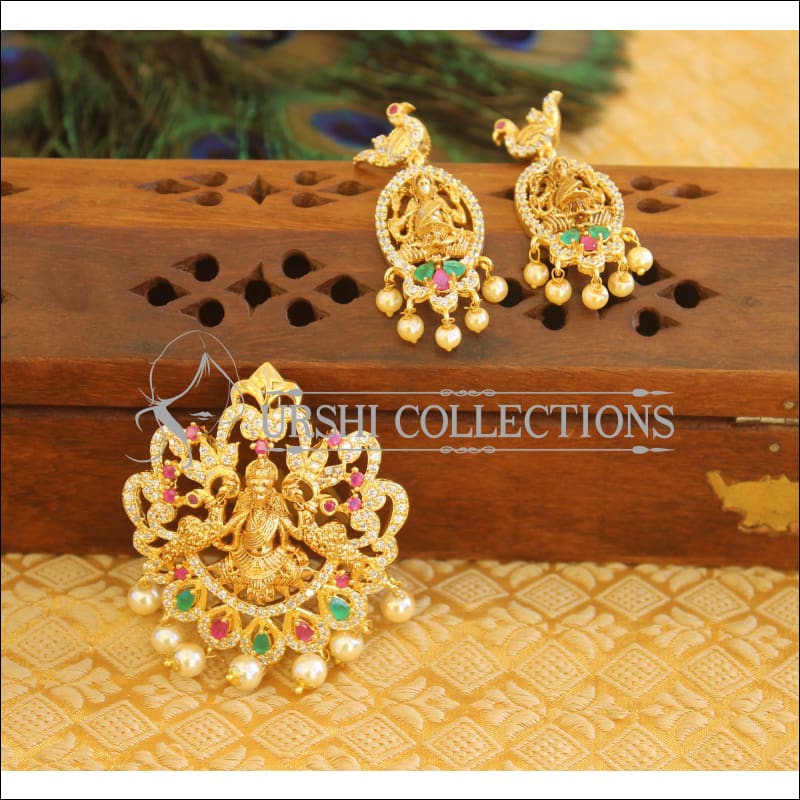 Designer matte finish temple CZ pendant set M567 - Pendant Set