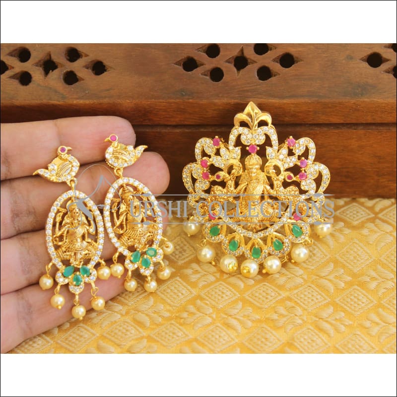 Designer matte finish temple CZ pendant set M568 - Pendant Set