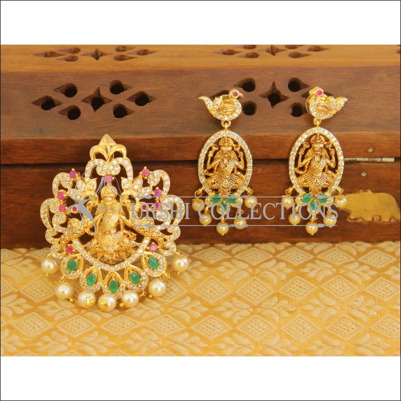 Designer matte finish temple CZ pendant set M568 - Pendant Set