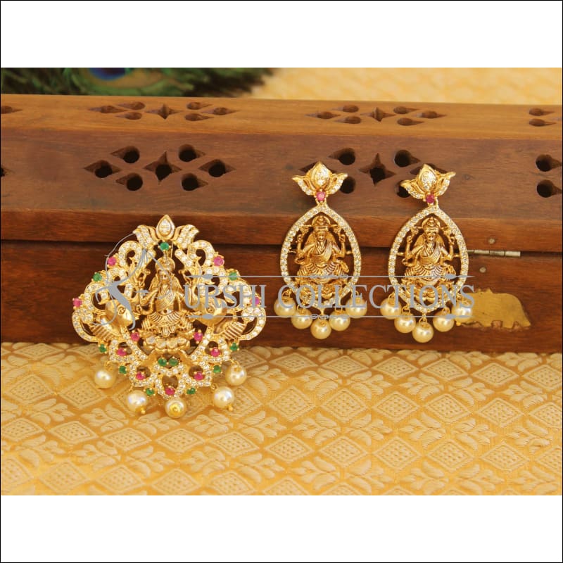 Designer matte finish temple CZ pendant set M569 - MULTY - Pendant Set
