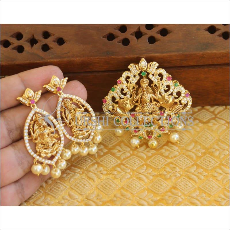 Designer matte finish temple CZ pendant set M569 - Pendant Set