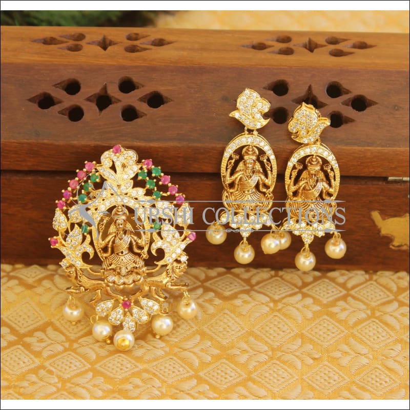 Designer matte finish temple CZ pendant set M571 - MULTY - Pendant Set