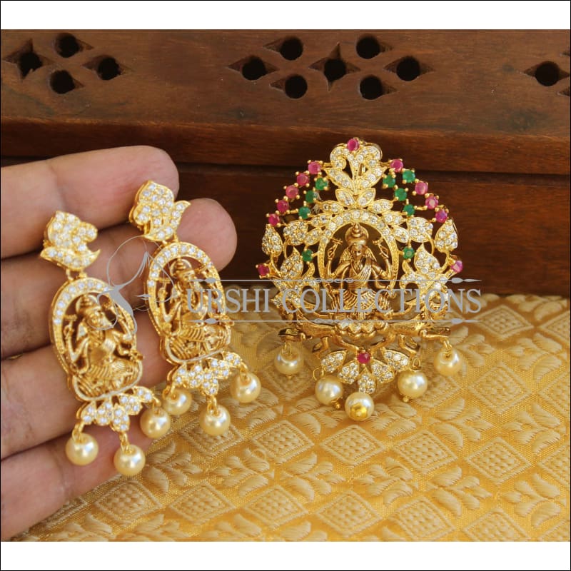 Designer matte finish temple CZ pendant set M571 - Pendant Set