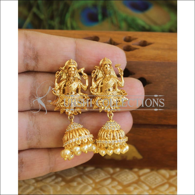 Designer Matte finish Temple earrings M577 - Earrings