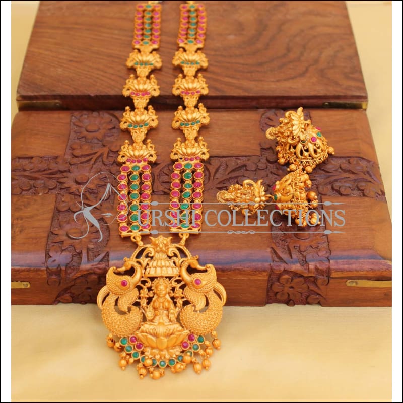 DESIGNER MATTE FINISH TEMPLE NECKLACE SET UC-NEW2943 - MULTI - Necklace Set