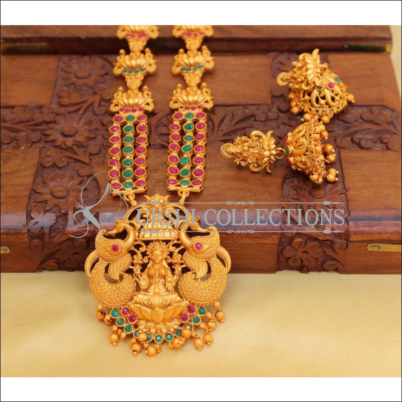 DESIGNER MATTE FINISH TEMPLE NECKLACE SET UC-NEW2943 - Necklace Set