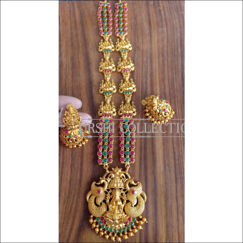 DESIGNER MATTE FINISH TEMPLE NECKLACE SET UTV1314 - MULTY - Necklace Set