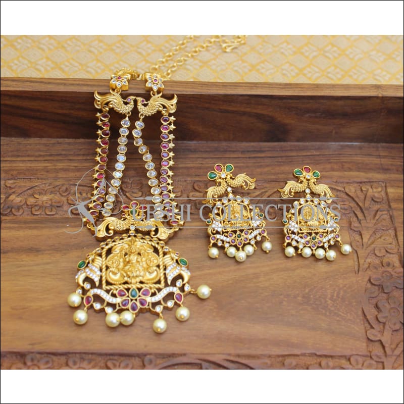 DESIGNER MATTE FINISH TEMPLE NECKLACE SET UTV277 - Necklace Set