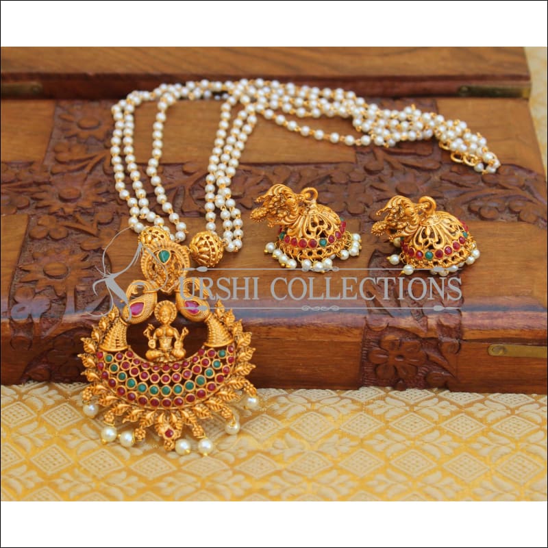 DESIGNER MATTE FINISH TEMPLE NECKLACE SET UTV671 - Necklace Set