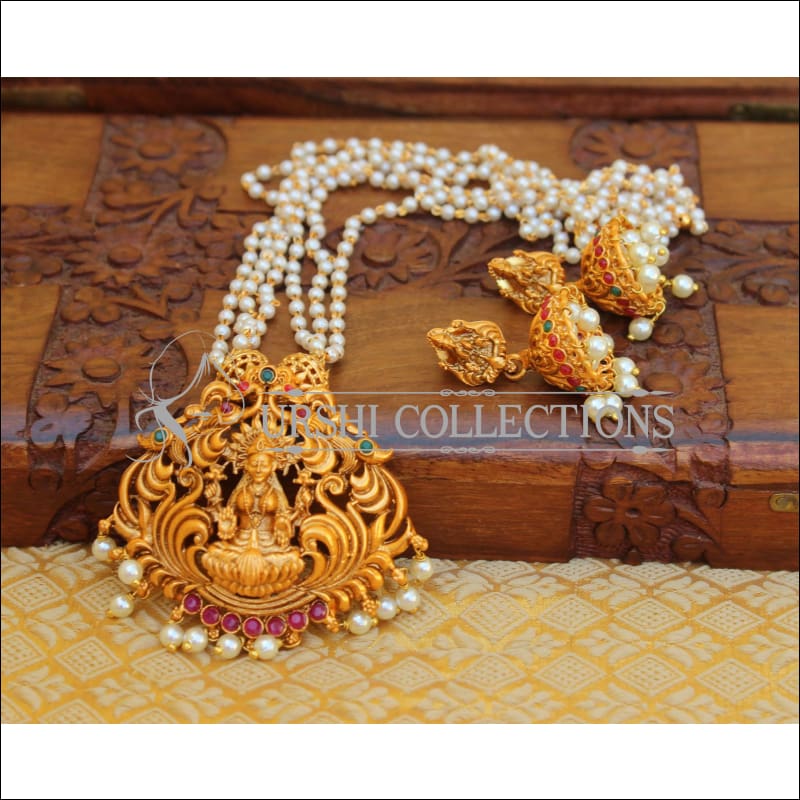 DESIGNER MATTE FINISH TEMPLE NECKLACE SET UTV674 - Necklace Set