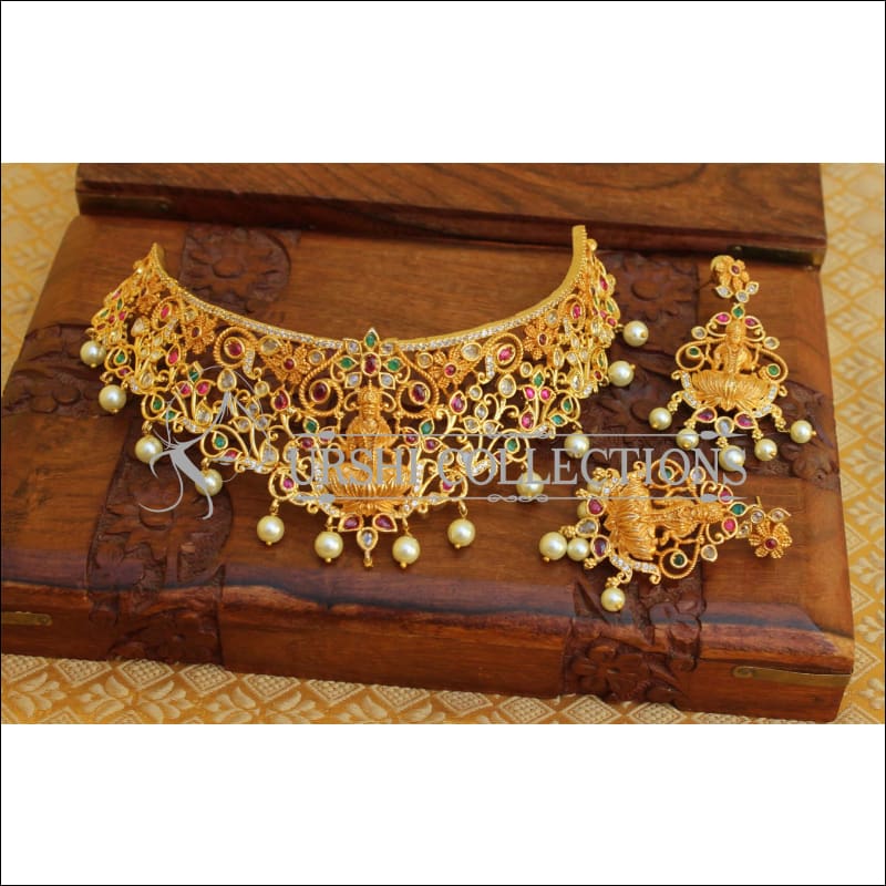 DESIGNER MATTE FINISH TEMPLE NECKLACE SET UTV99 - Necklace Set