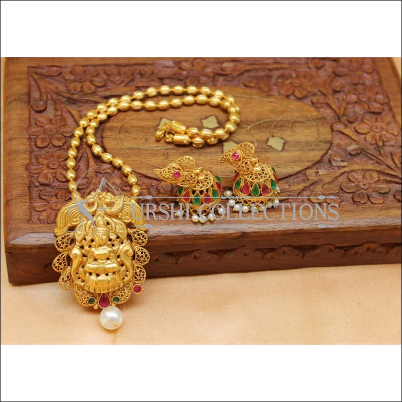 Designer Matte Finish Temple Pendant Set UC-NEW1149 - Multi - Pendant Set